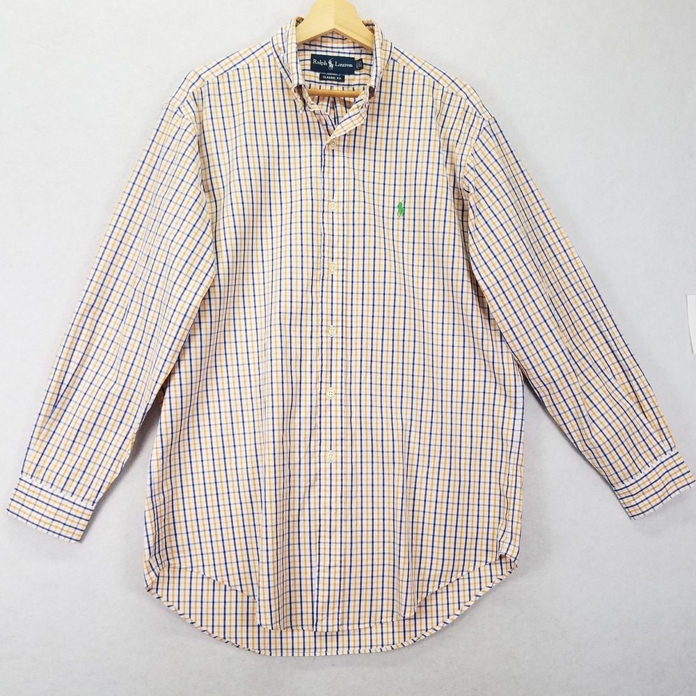 Vtg Ralph Lauren Classic Fit Shirt 15.5 32-33 Multicolor Tattersal Plaid